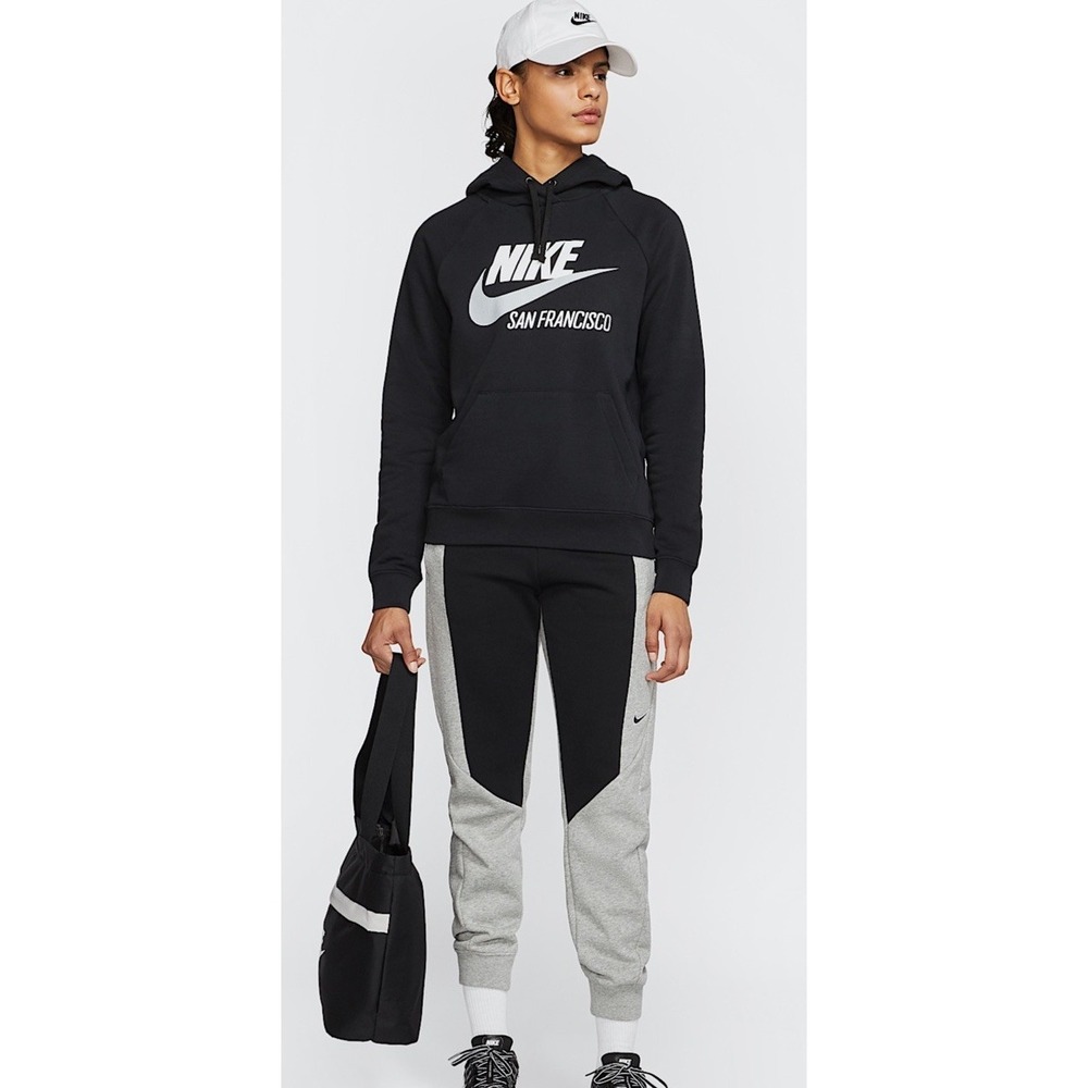 NWT Nike Black retro swoosh hoodie sweatshirt San Francisco Printed Women's M